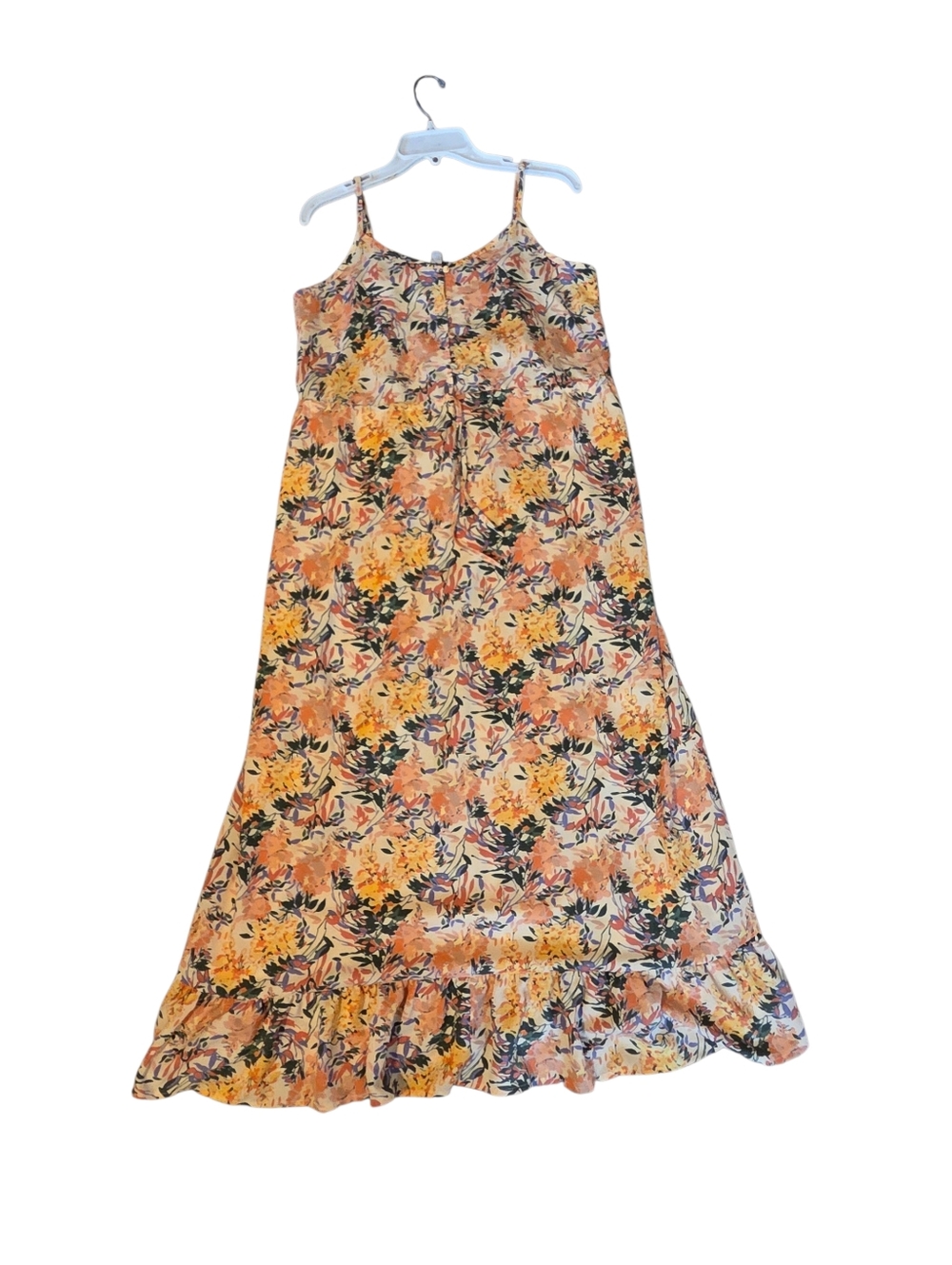 Ophelia Roe Yellow Orange Maxi Dress Drawstring Waist Boho Cottagecore Size Med
